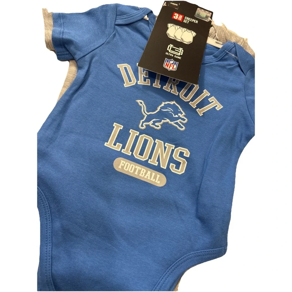 DETROIT‎ LIONS Official NFL Licensed Baby 3-pack Creeper Set 18 Months